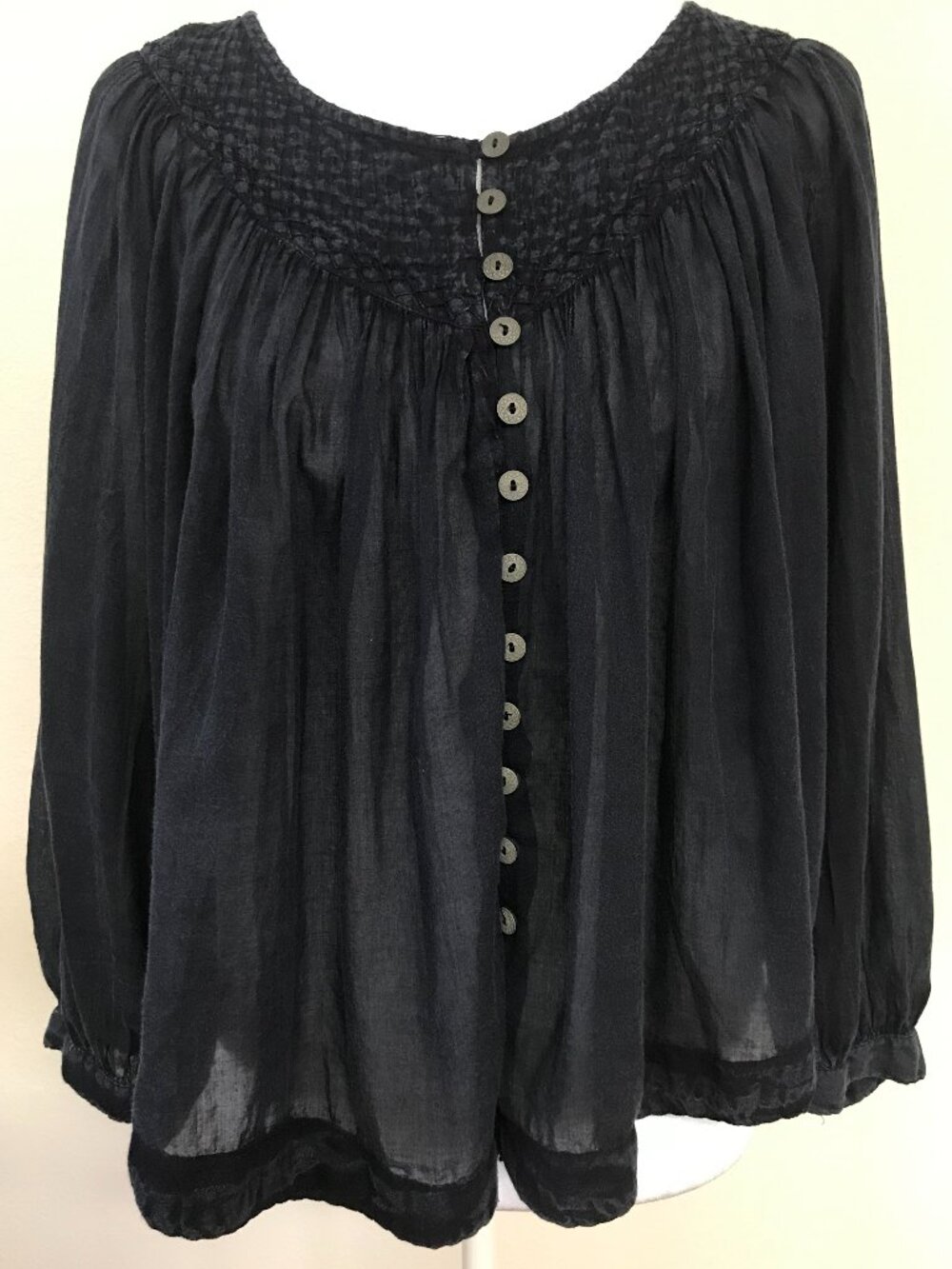 Free People We The Free Cool Meadow Top XS Navy Cotton Boho Oversized